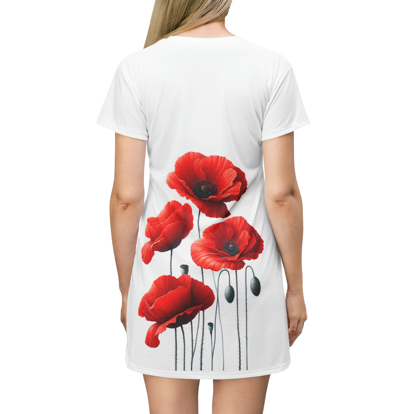 T-Shirt Dress with Poppies