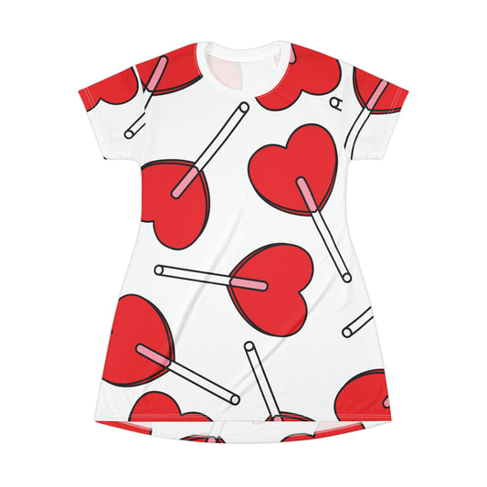 T-Shirt Dress with Heart Lollipops