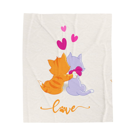 Valentine's Day Plush Blanket, cute cats in love