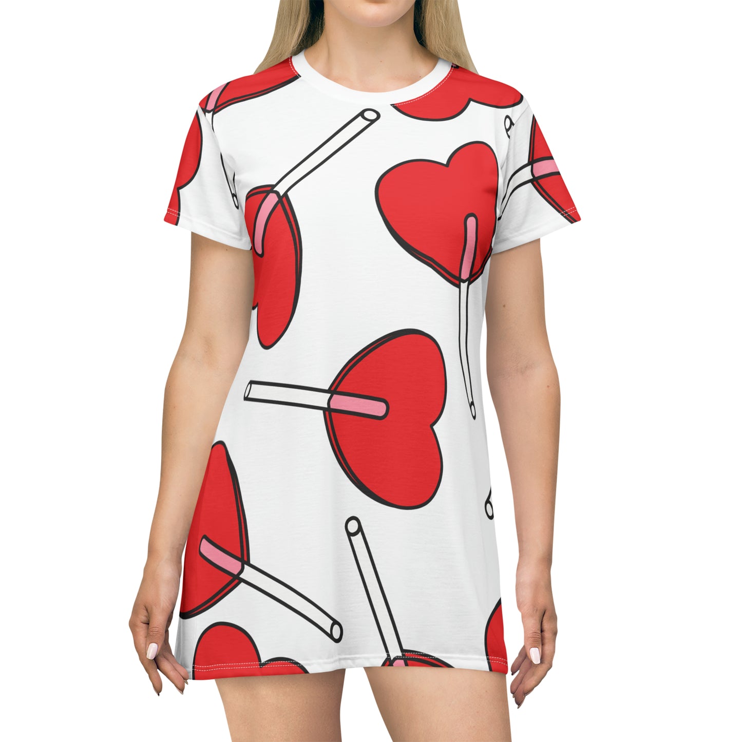 T-Shirt Dress with Heart Lollipops