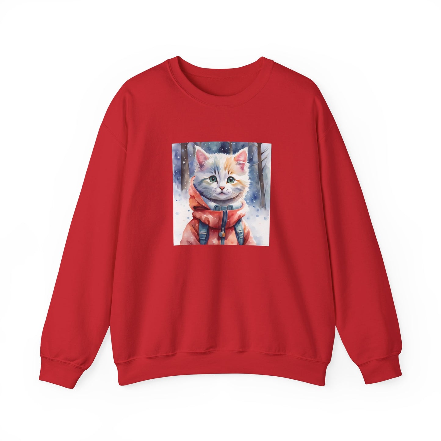 Cat in red jacket - Unisex Heavy Blend™ Crewneck Sweatshirt