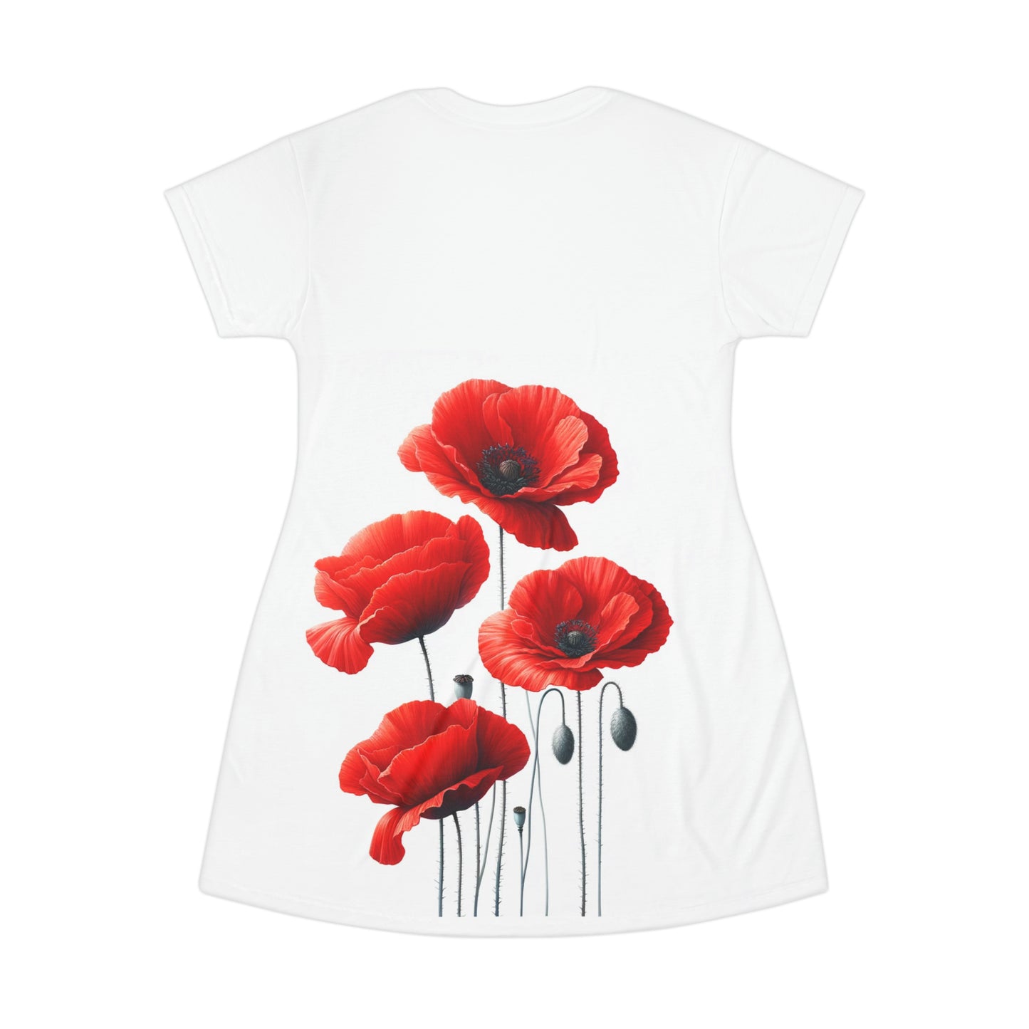 T-Shirt Dress with Poppies